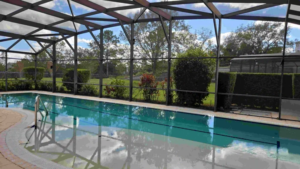 Newly rescreened patio enclosure with reinforced aluminum frame